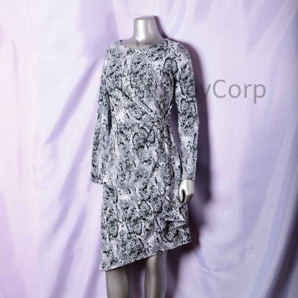 Julia Jordan Asymmetrical Snake Print Midi Dress – Size 4